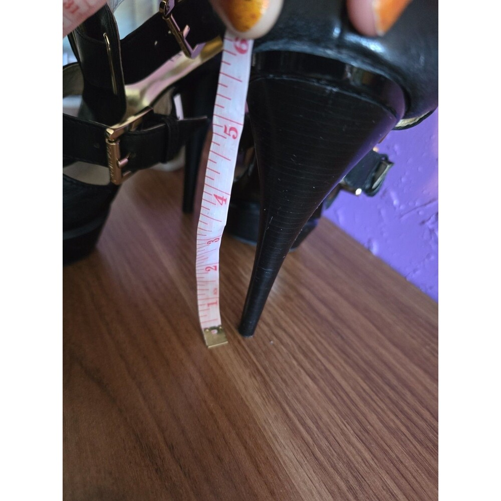 MICHAEL Michael Kors Black Leather Strappy Buckle Platform Stilettos - Size 10M - Picture 11 of 11